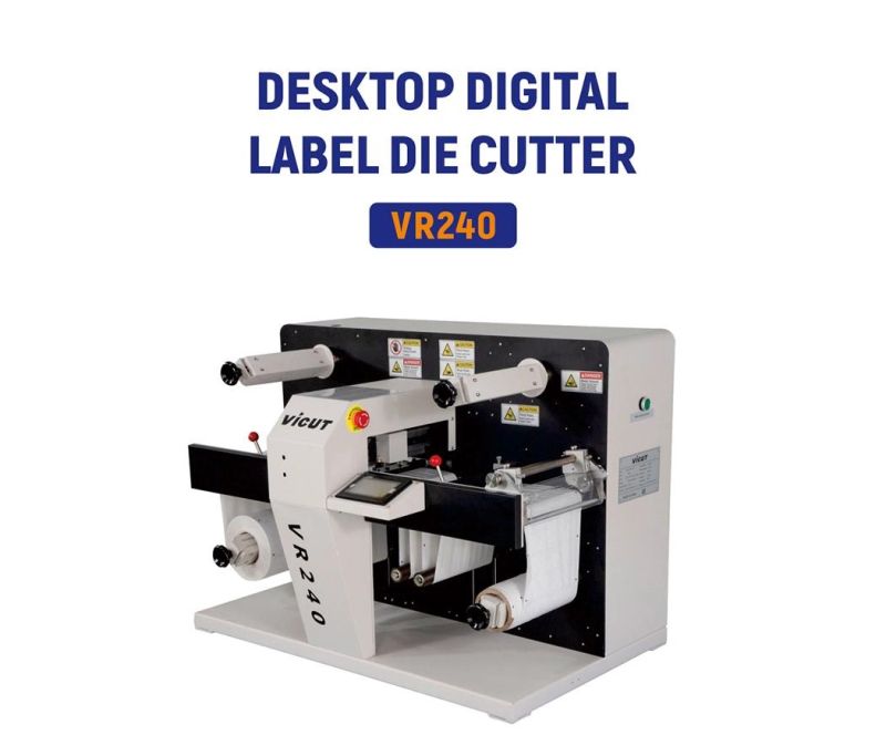 Vr240 Label Sticker Kiss Cutter Self Adhesive Roll to Roll Digital Die Cutting Machine with Slitting and Laminating
