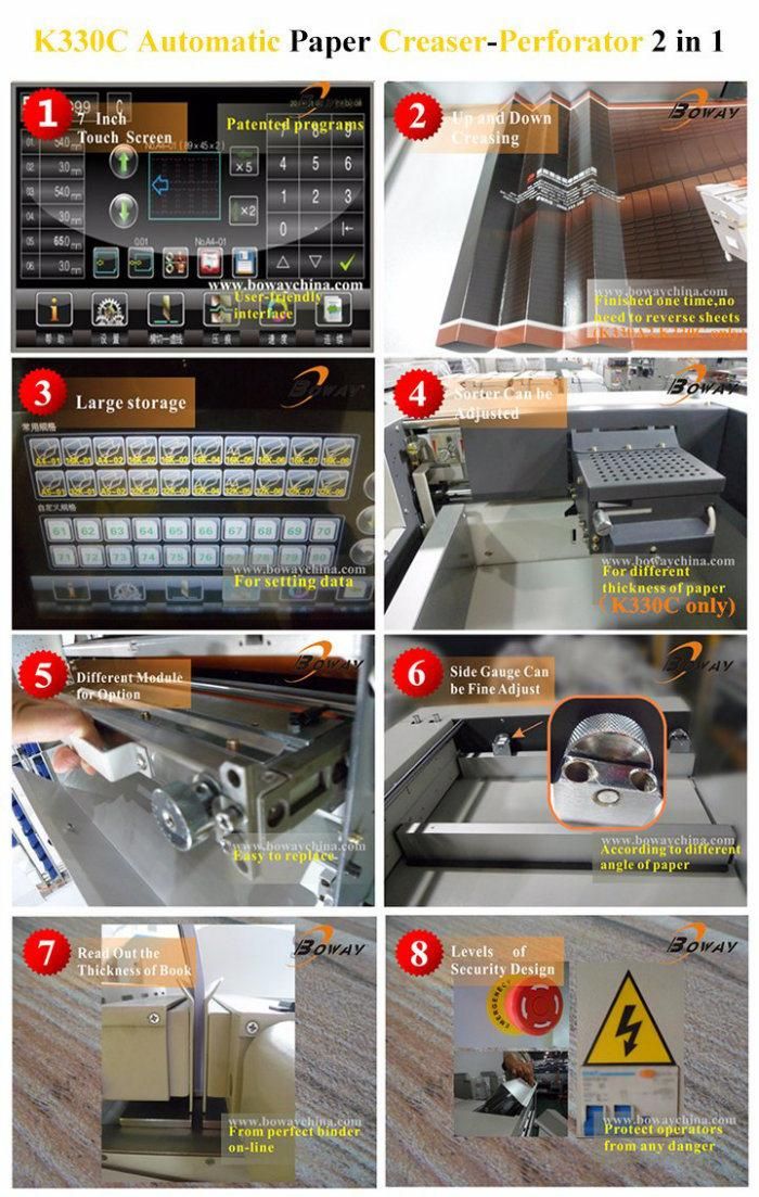 Boway K330c Customized 9 Creasing Ways Electric Full Automatic Auto Papers Perforator Creaser