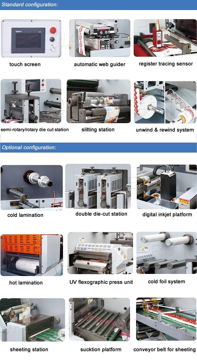 Jps-320s Self-Adhesive Preprinted Label Semi-Rotary Die Cutting & Slitting Machine