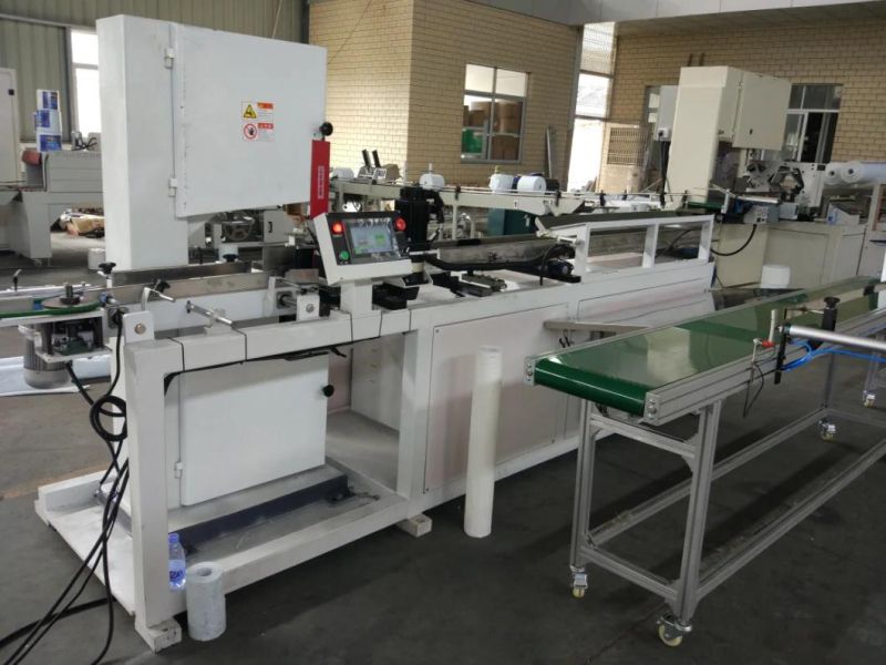 Full Automatic Band Saw Cutter Bathroom Tissue Paper Cutting Machine