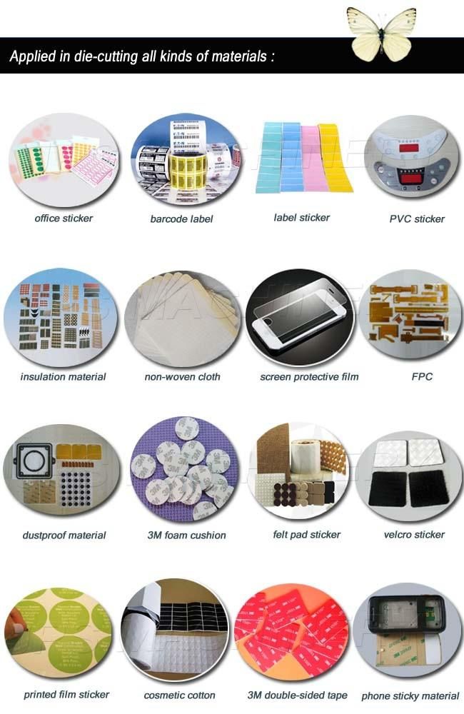 Kiss-Cut and Through-Cut Die Cutter Machine for Double Sided Self-Adhesive Tape, PVC Sticker, Silicon Rubber Cushion