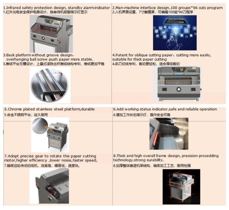 Front E4608t 460mm Automatic Systems Electric Paper Cutting Machine CE