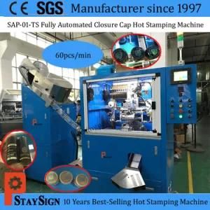 Sap-01-Ts Bottle Closure Hot Stamping Machine for Top and Side Cap Printing