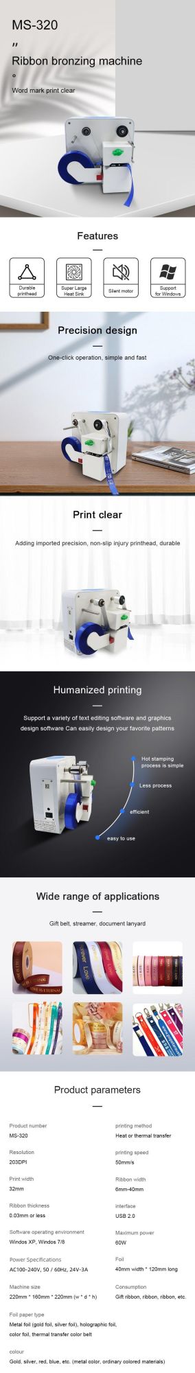 Hot Stamping Machine Digital Foil Printer with Free Ribbons