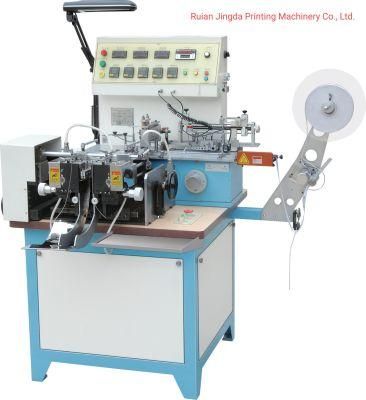 (JZ-2817) Automatic Garment Woven Fabric Label Cutting and Folding Machine, Satin Ribbon Cut Fold Machinery Price