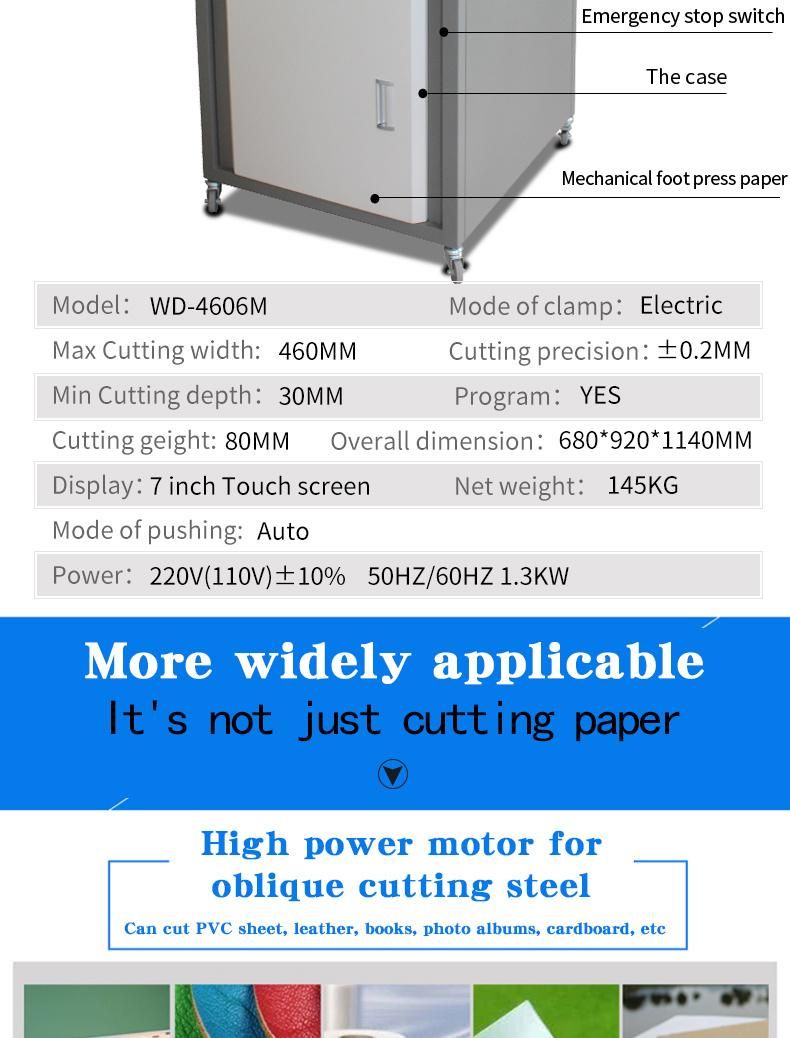 (WD-4606M) Touch Screen Digital Control Paper Cutter for Office Equipment