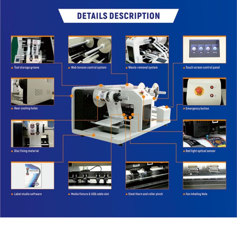 Automatic Roll to Roll Digital Roll Feed Label Cutter Roll Label Cutting Machine Roll Rotary Label Die Cutter Made in China Vr30