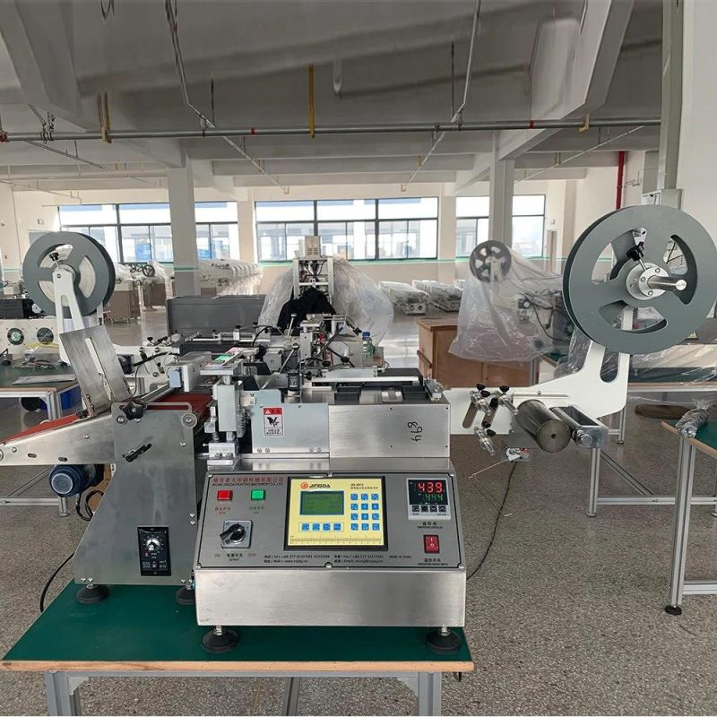 (JQ-3012) Hot and Cold High Speed Clothing Fabric Satin Ribbon Label Cutting Machine for Nylon Taffeta Tape, Belt Webbing, and Garment Care Label Logo Cutter