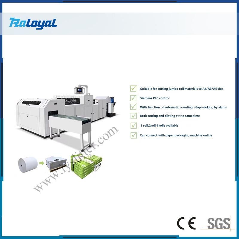 Servo Motor PLC Control Paper Roll to Sheet Cutting Machine Paper Processing Machinery with Automatic Stacking Function