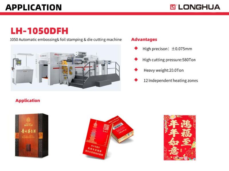 Longhua China Famous Brand Fully Automatic Embossing Foil Stamping Hot Die Cutting Machine with Creasing Kiss Machine