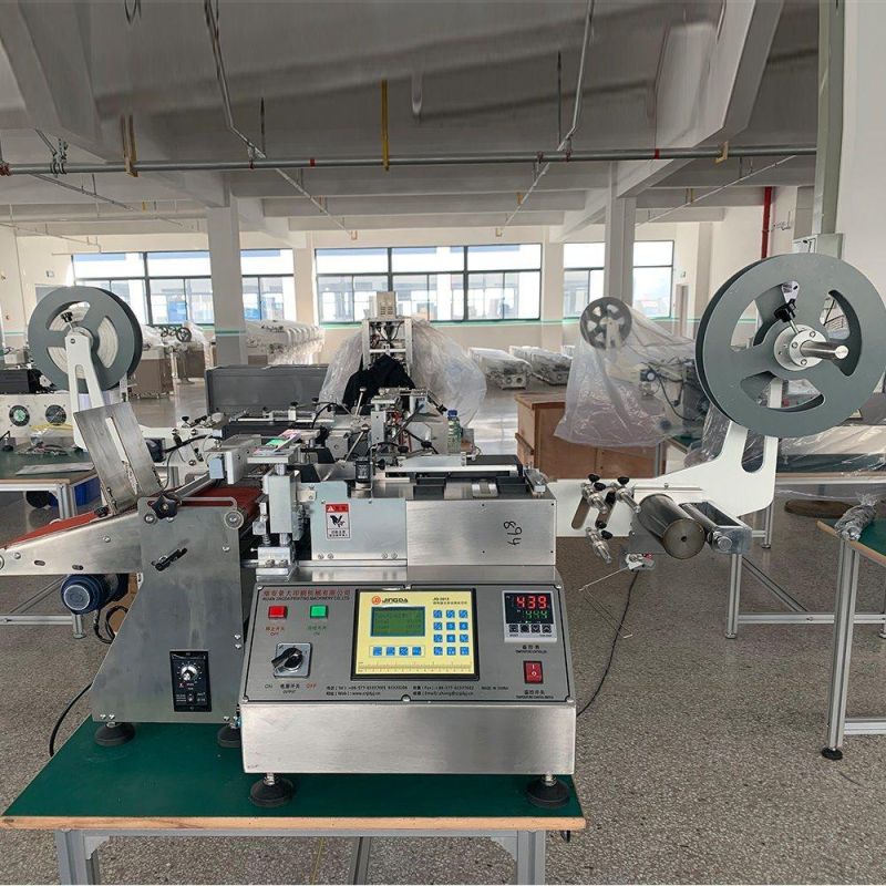 Jingda High Speed Small Size Desktop Hot and Cold Label Cutting Machine for Garment Care Label Tag Polyester Satin Ribbon, Nylon Taffeta and Cotton Tape Jq3012