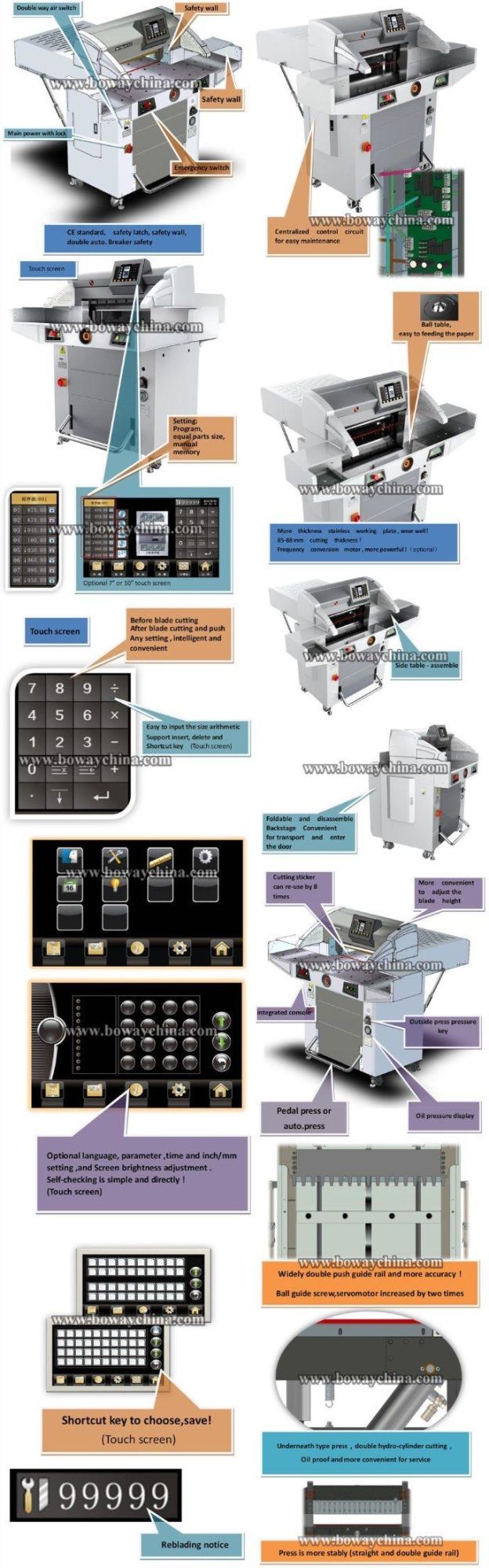 7 Inch Touch Screen Programmed Hydraulic Automatic 520mm A3 A4 Size Digital Paper Cutting Machine