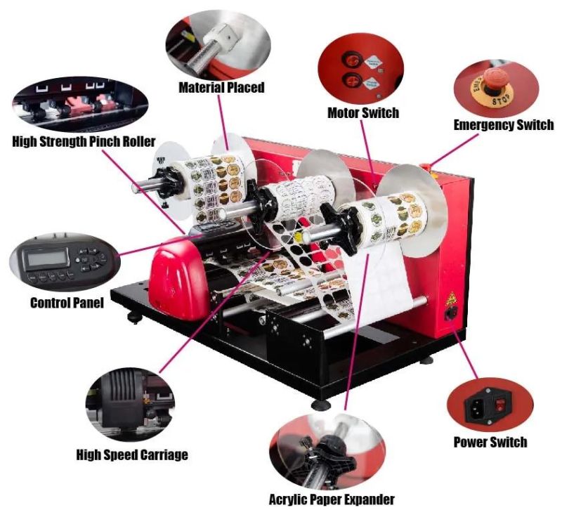 Red Light Sensor Scanning High Speed Auto Label Roll to Roll Die Cutter.