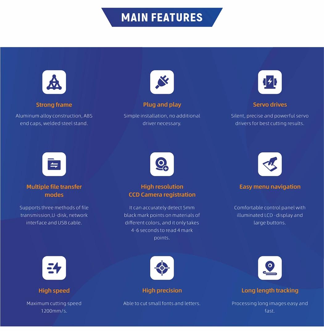 1.2m 1.4m High Precision Servo Motor Auto Registration Mark System Vinyl Cutting Plotter