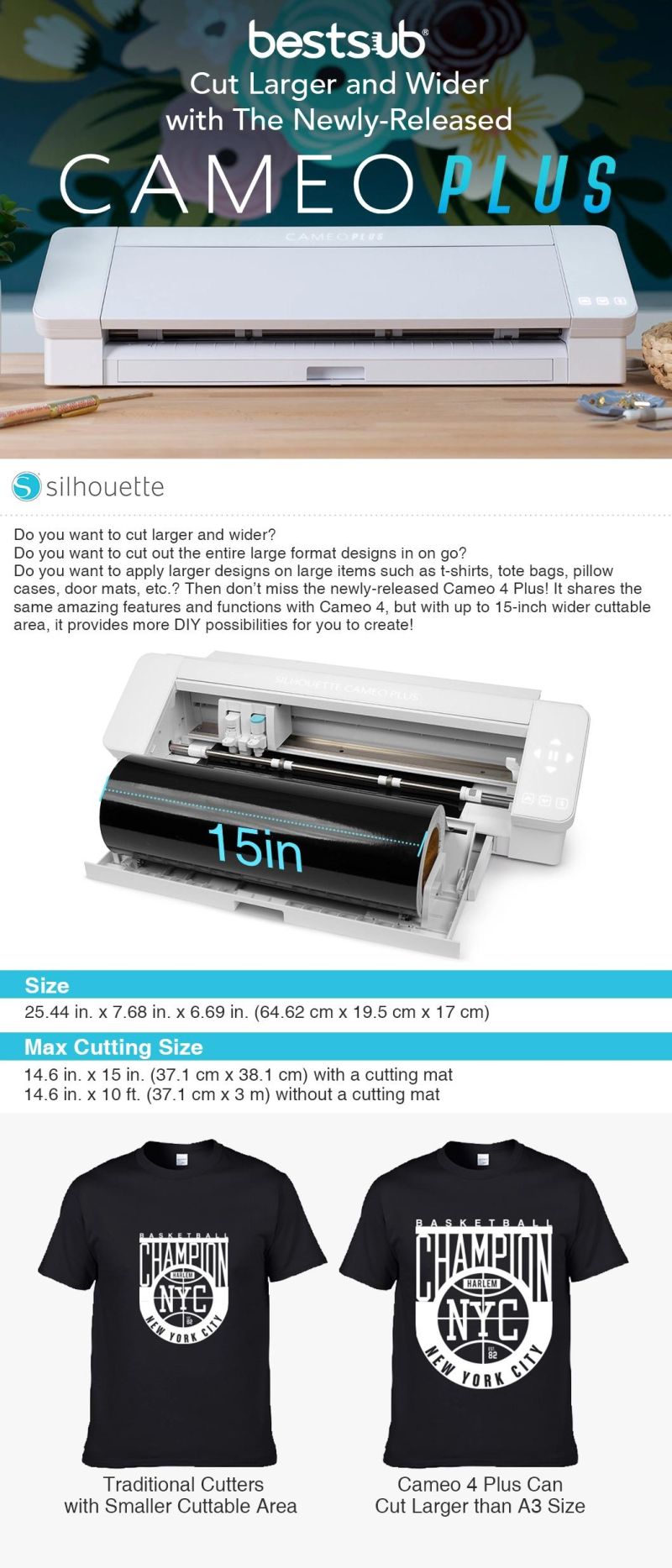 Silhouette Cameo 4 Plus Cutting Plotter Cutter Machine for Paper/Vinyl/etc (White)