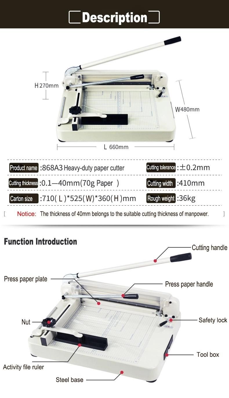 Heavy-Duty Manual Guillotine Desktop Stack Paper Cutter