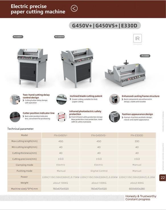 Front Intelligent Program-Controlled Paper Cutter Thick Cut Fn-G450V+