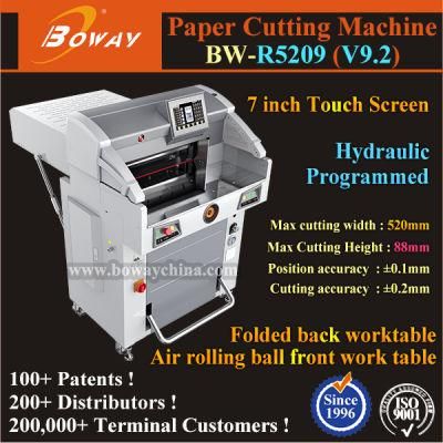 7 Inch Touch Screen Programmed Hydraulic Automatic 520mm A3 A4 Size Digital Paper Cutting Machine