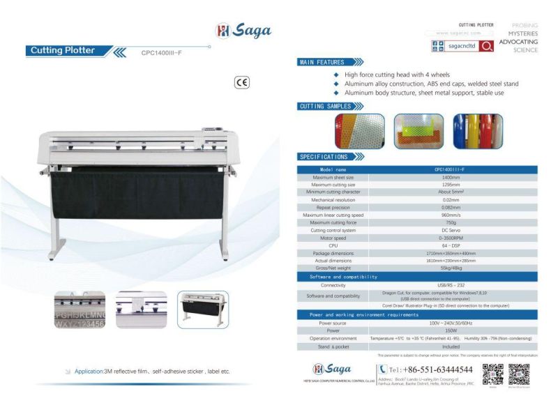 High Pressure Cutting Plotter C Servo Motor 1400iip