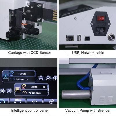 Camera Flatbed Cutter/Contour Cutting Machine/High Speed Flatbed Die Cutter/Cutting and Creasing Tool