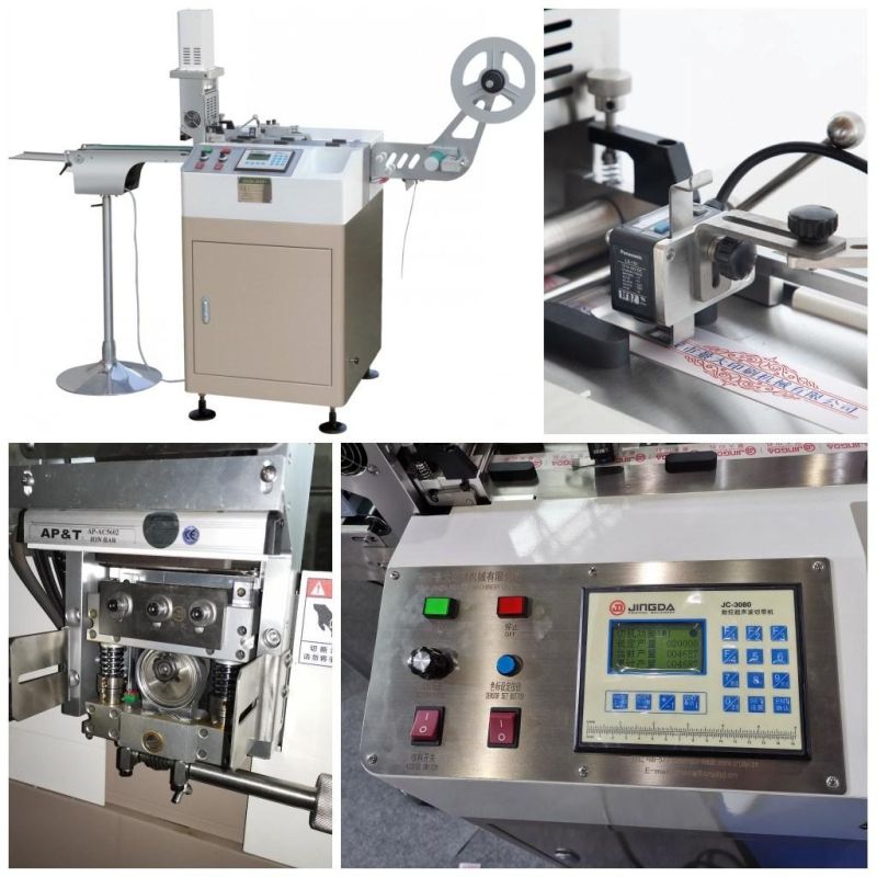 Jc-3080 High Speed Garment Nylon Tape Ultrasonic Label Cutting Machine for Woven Fabric Labels, Polyester Satin Ribbon, Textile Cloth Wash Care Label Cutter
