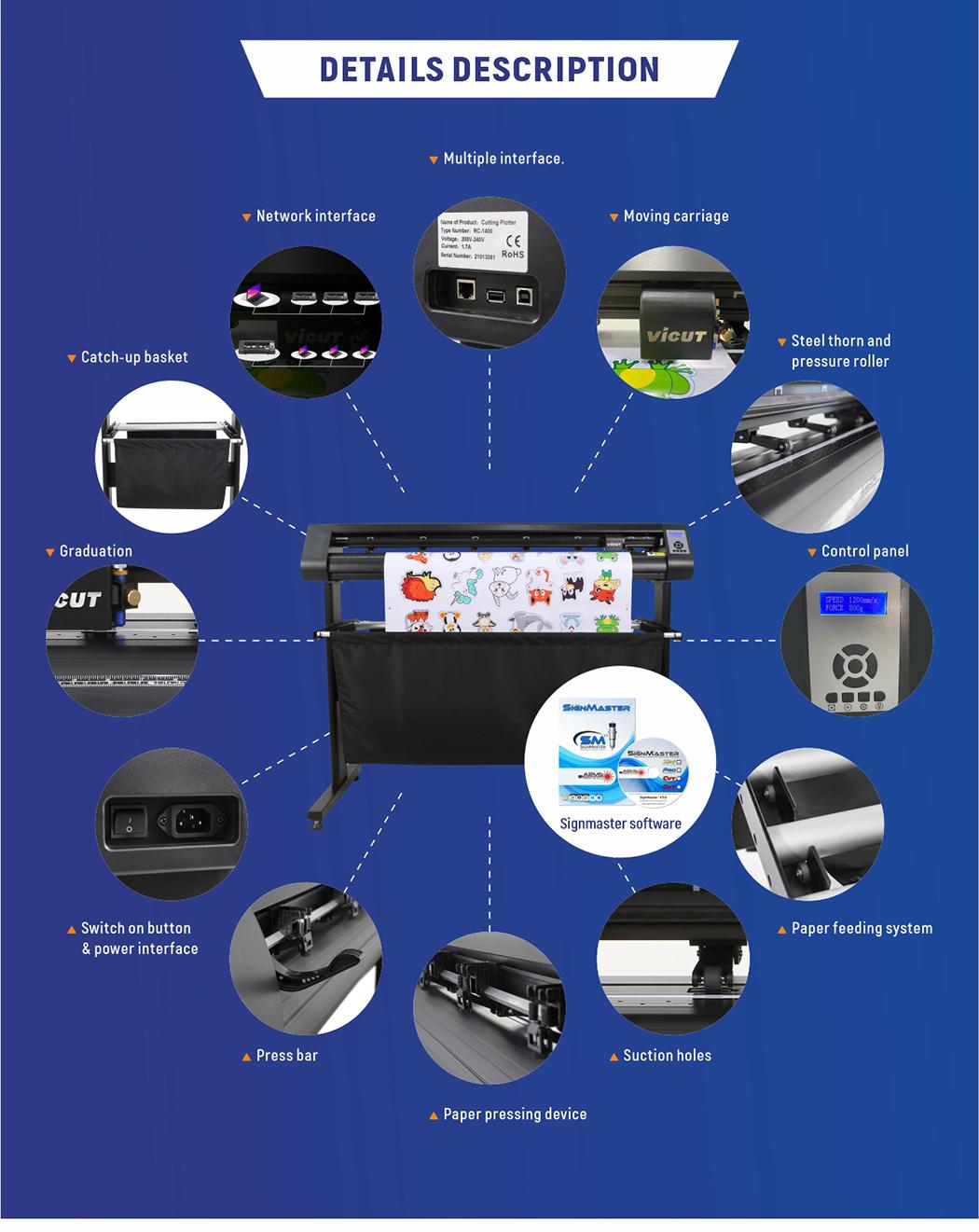 Digital Vertical Vinyl/Film/Craft Paper/Pet/PP/PVC/ PC/Paper Cutting Plotter (RC-1400)